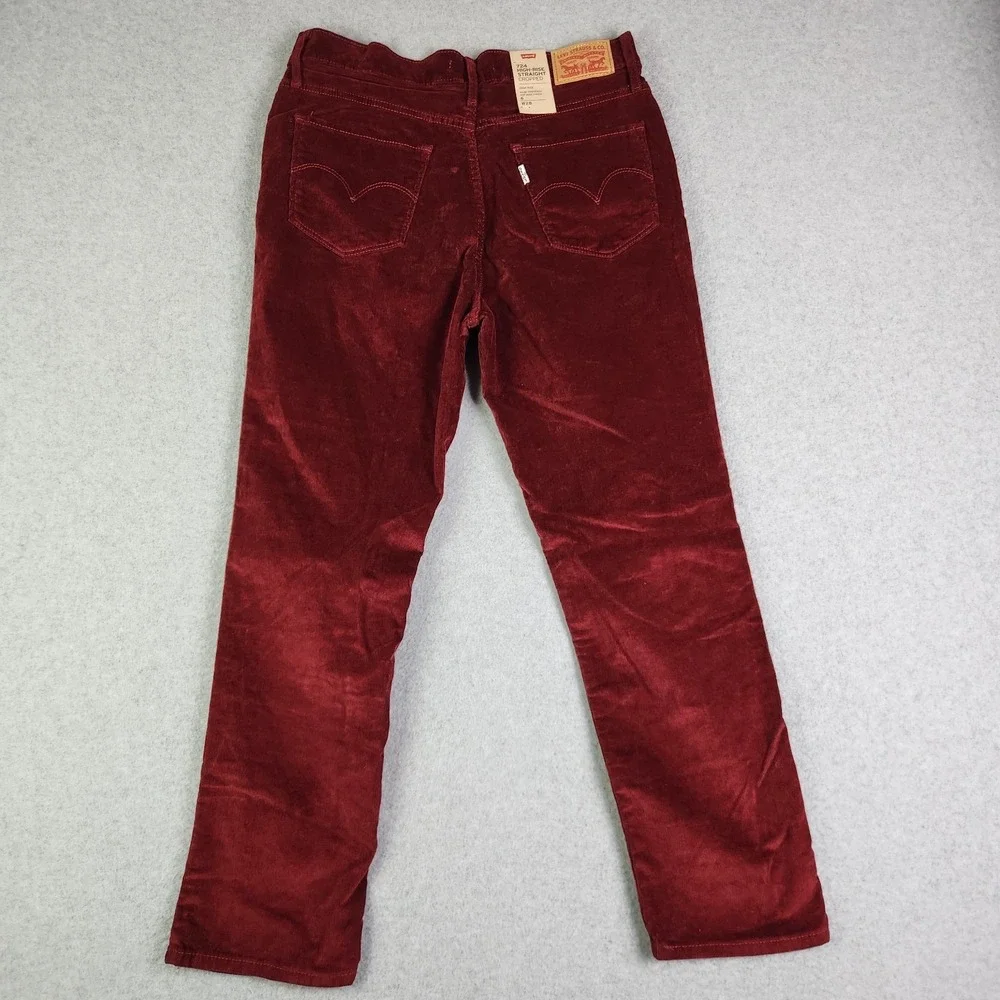 Levi's 724 Pants Womens 28 Red‎ Stretch Corduroy High Rise Straight Cropped